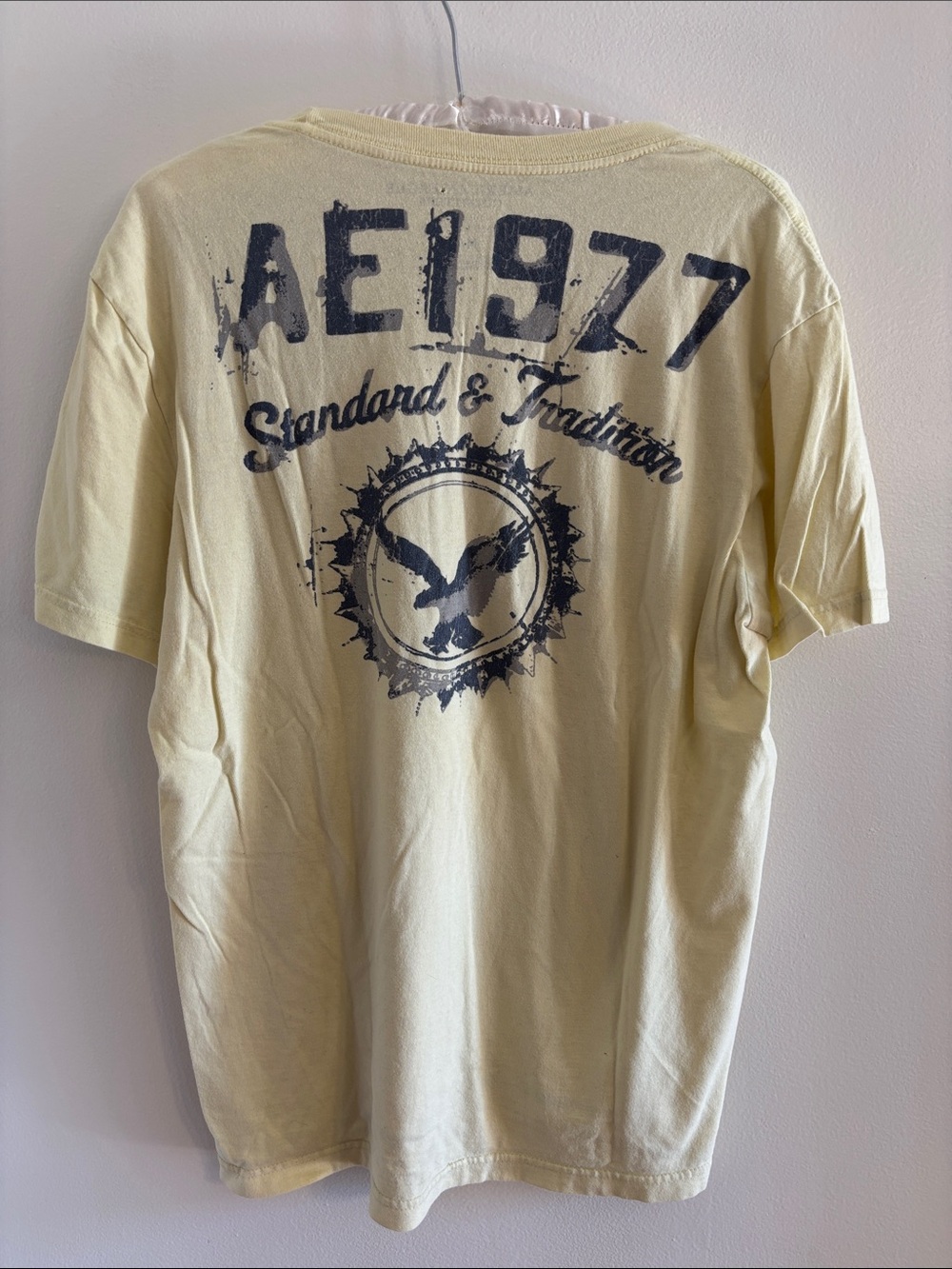 American Eagle Outfitters Men's Light Yellow Graphic Tee - Picture 3 of 3